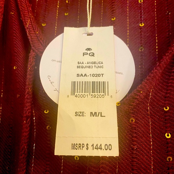 PilyQ PQ Swim Angelica Sequined Tunic Burgundy Sangria NEW NWT SZ M/L - Picture 7 of 11